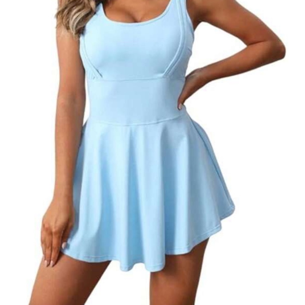 Light Blue Sleeveless Skater Dress